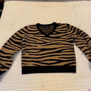 Tiger Striped V-Neck Sweater